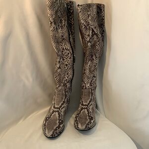 Snakeskin Pattern Knee-High Boots